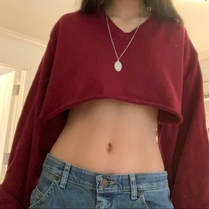 cropped maroon sweater